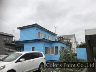 【塗装事例032】苫小牧市O邸「同系色でまとまる鮮やかブルー」
