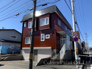 【塗装事例072】苫小牧市O会社事務所「インパクト抜群！目を引く芸術的なカッコ良さ。レッド✕ブラック」
