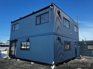 【塗装事例113】苫小牧市会社事務所T「クール＆スタイリッシュな外観に。金属サイディングの良さを引き出すブルーグレー。」